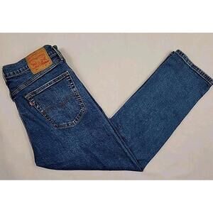 Levis 505 Mens 36x30 Blue Jeans Medium Wash Five Pockets 95% Cotton